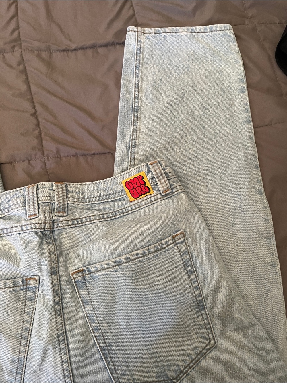 Empyre Light Wash Relaxed Jeans with Retro Yellow-Red Patch